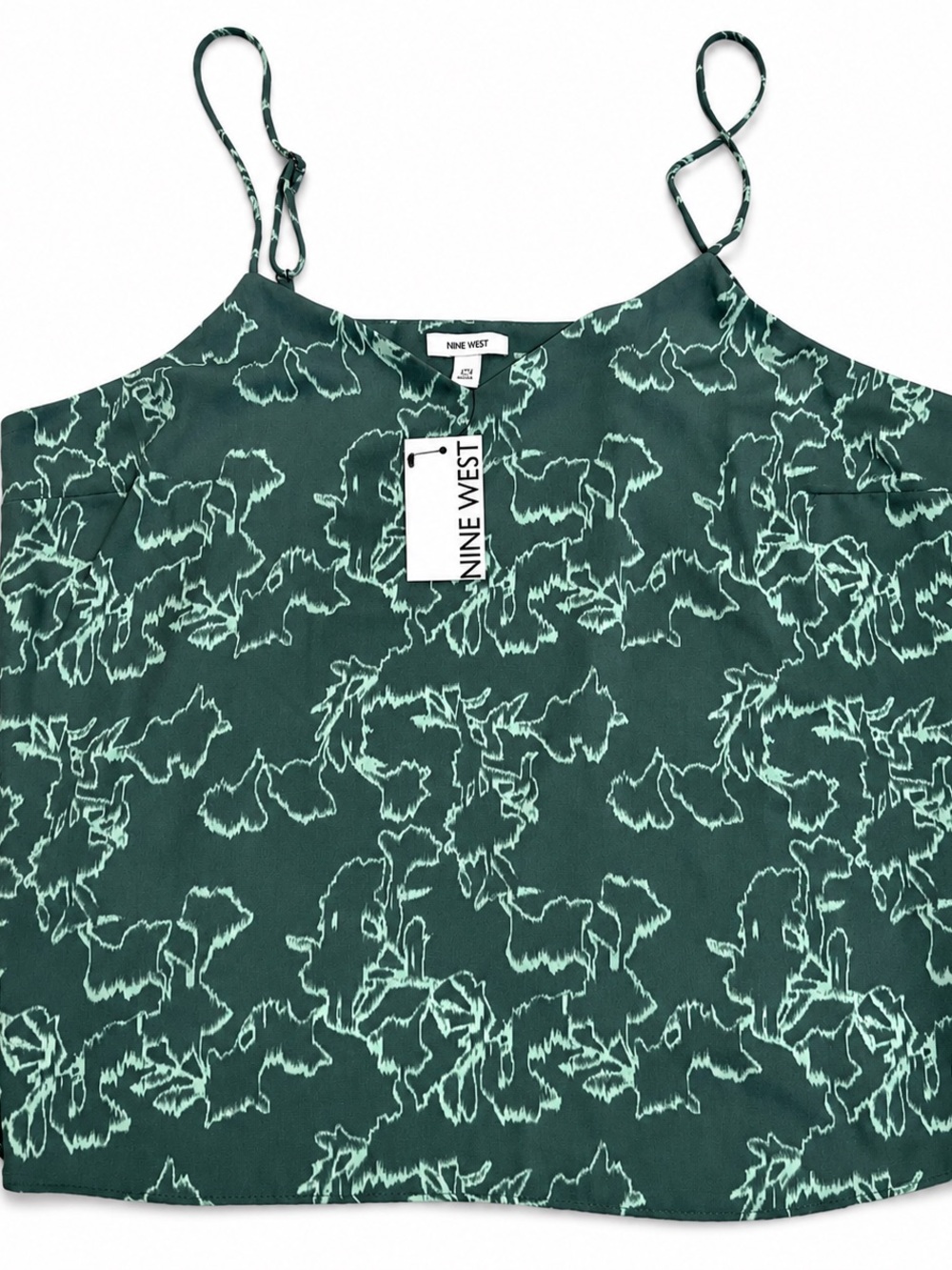 Nine West Dark Green Printed Spaghetti Strap Cami